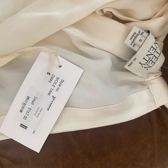 Ivory Silk Halter Top with Tie - Picture 2 of 3